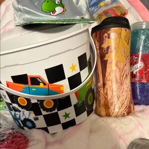 Colorful Checkered Toy Easter Buckets and Camouflage Tumbler
